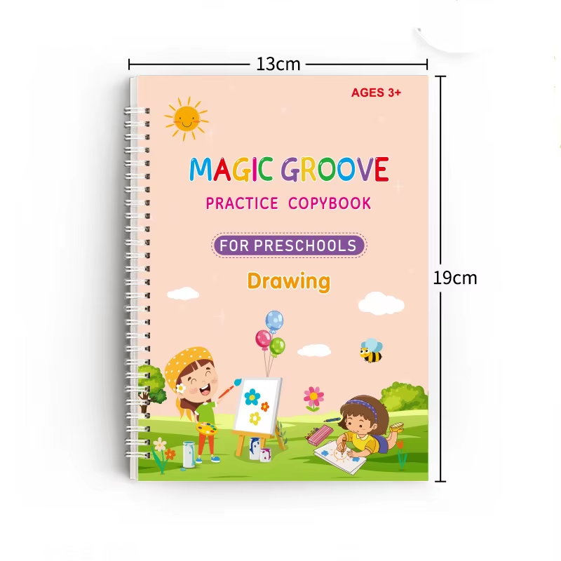 4Pcs Magic Groove Practice Copybook Pen Preschools English Verison Kids Calligraphy Children Reusable Writing Book Free Wiping