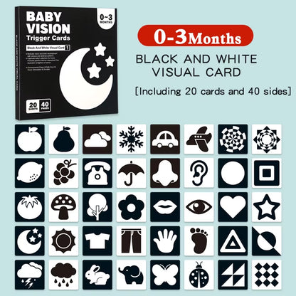 Baby Visual Stimulation Cards Montessori High Contrast Flash Card Infant Gift for Children Cognition Toy
