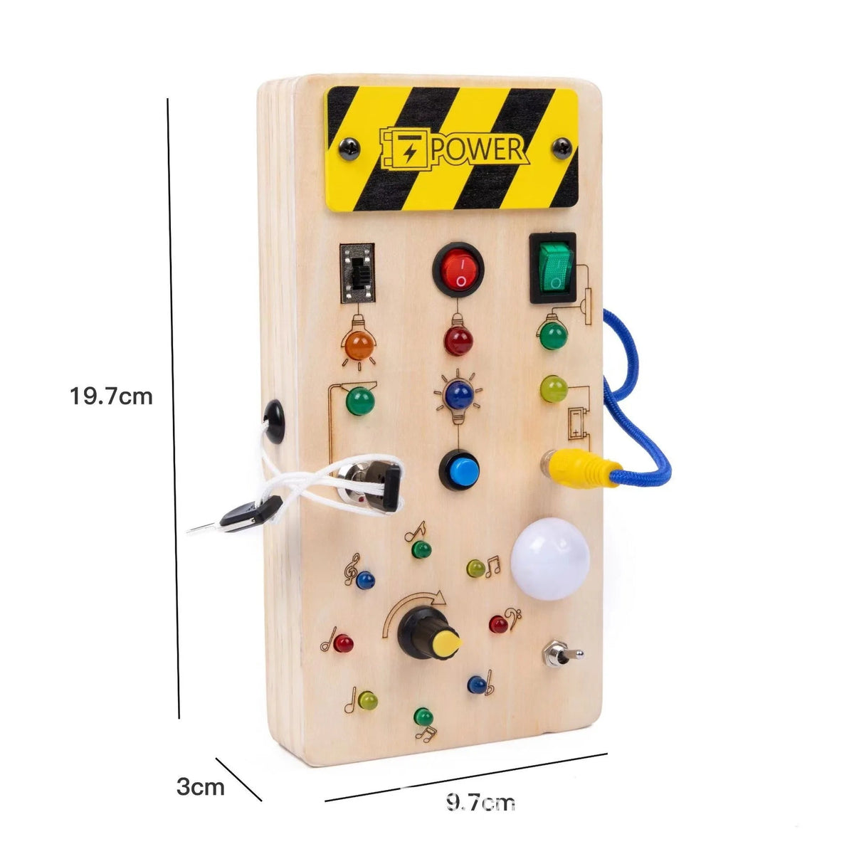 Wooden Busy Board with LED Light Switch